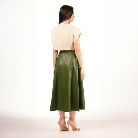 MY PEANUT Faux Leather Full Skirt