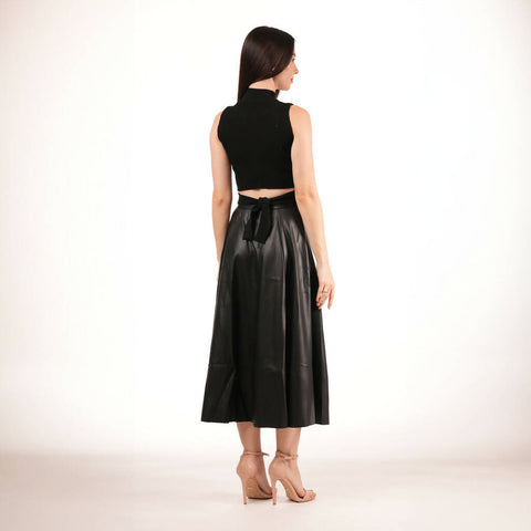 MY PEANUT Faux Leather Full Skirt