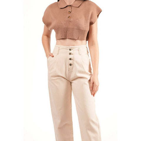MY PEANUT Sade Pleated Natural Jeans